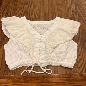 Urban Outfitters Cream Ruffled Blouse